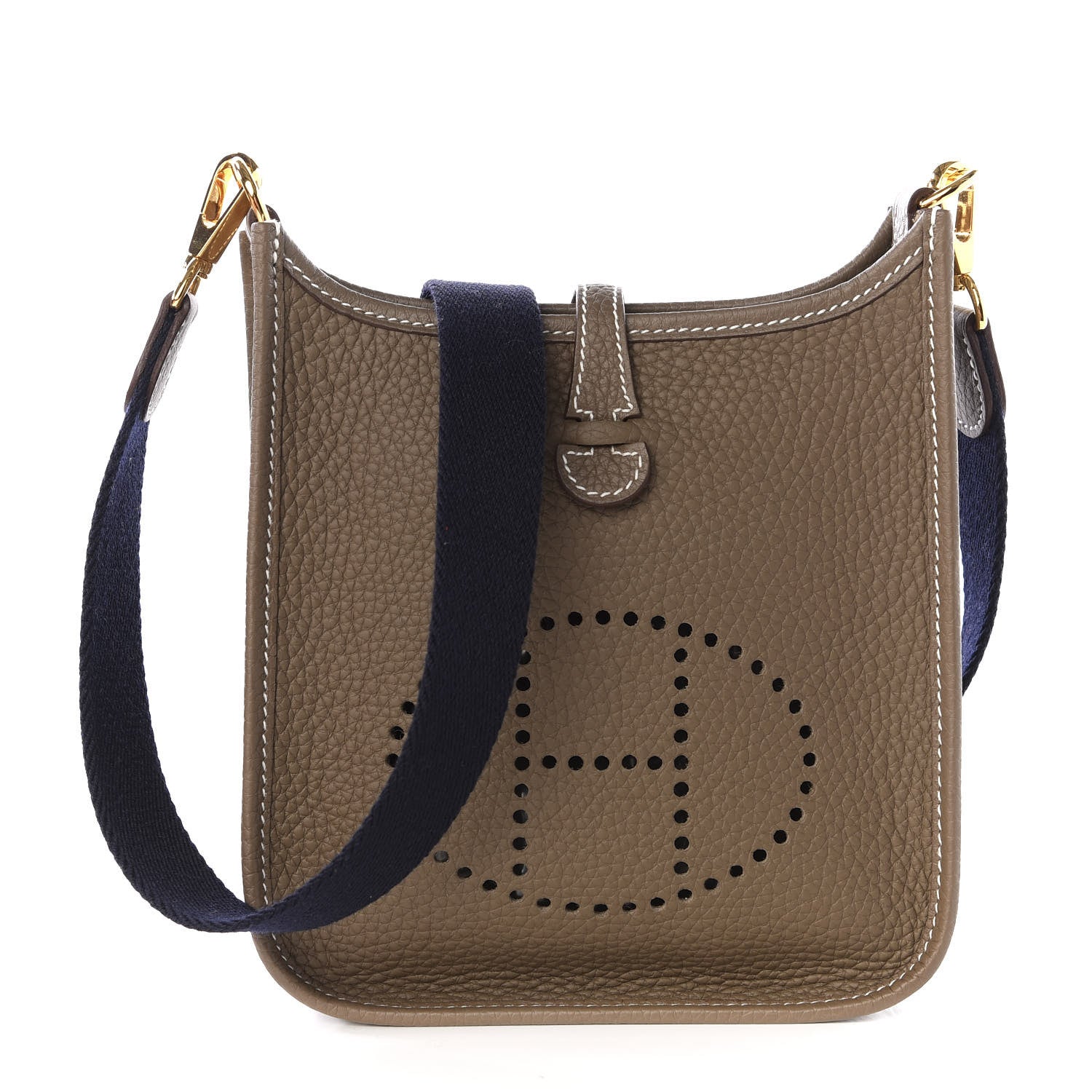 Hermes Taurillon Clemence Amazone Evelyne TPM Etoupe Bleu Indigo 1 of 9