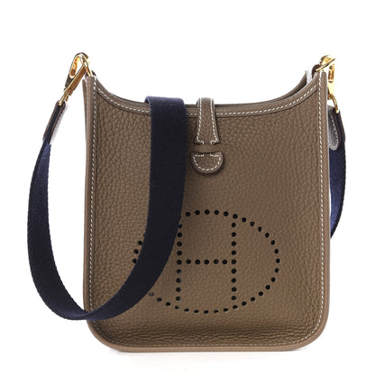 Hermes Taurillon Clemence Amazone Evelyne TPM Etoupe Bleu Indigo 1 of 9