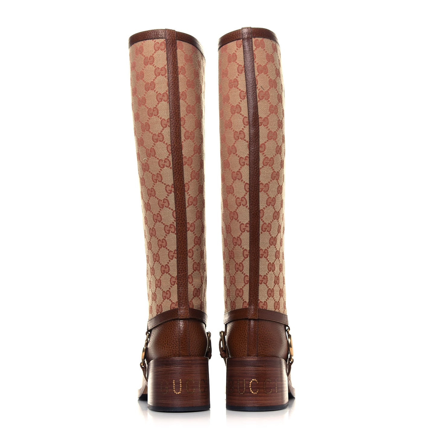 GG Monogram Calfskin Lola Tall Boots 40 Beige Ruggine Cuir