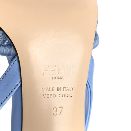 Fendi Mesh Vitello Ajour Embroidered Colibri Lite 85mm Slingback Pumps 37 Celeste Sky Pale Blue 6 of 8