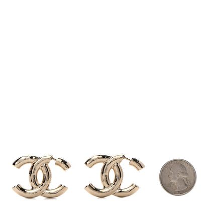 Chanel Metal Large CC Earrings Light Gold 2 of 4
