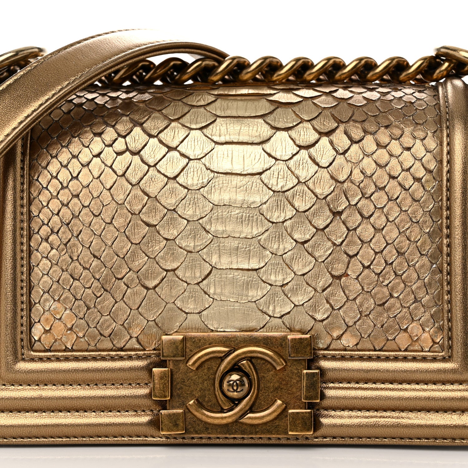 Chanel Snakeskin Calfskin Small Boy Flap Gold 8 of 11
