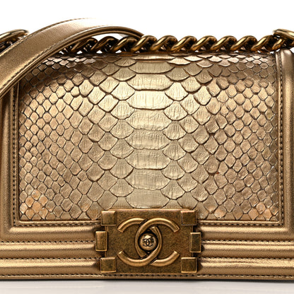 Chanel Snakeskin Calfskin Small Boy Flap Gold 8 of 11