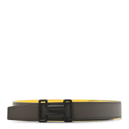 Hermes Epsom PVD Plated 38mm Tonight Belt 90 Lime Chocolate 1 of 4