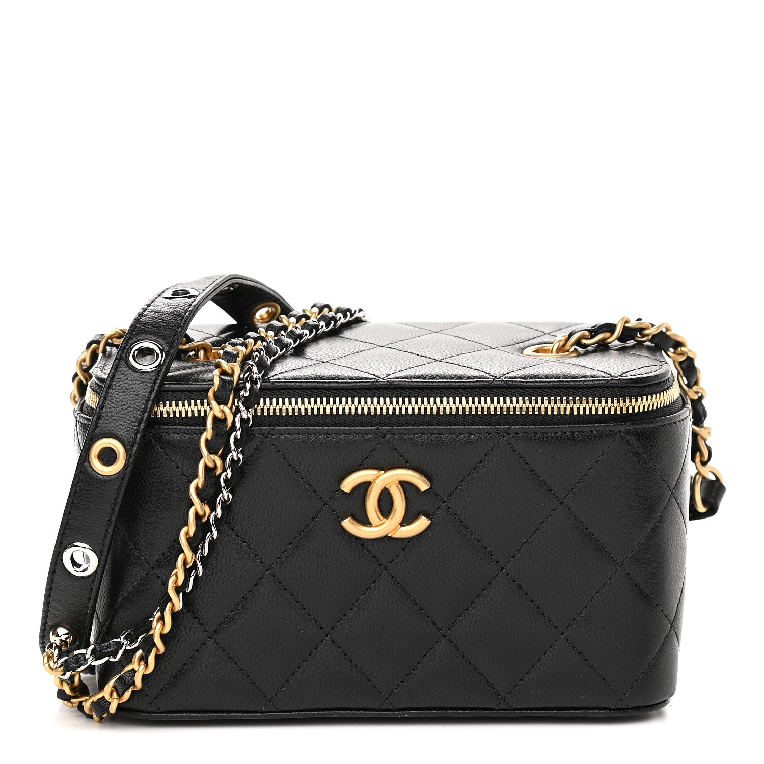 Chanel Goatskin Quilted Punk Essentials Vanity Case With Chain Black 1 of 9