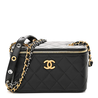 Chanel Goatskin Quilted Punk Essentials Vanity Case With Chain Black 1 of 9