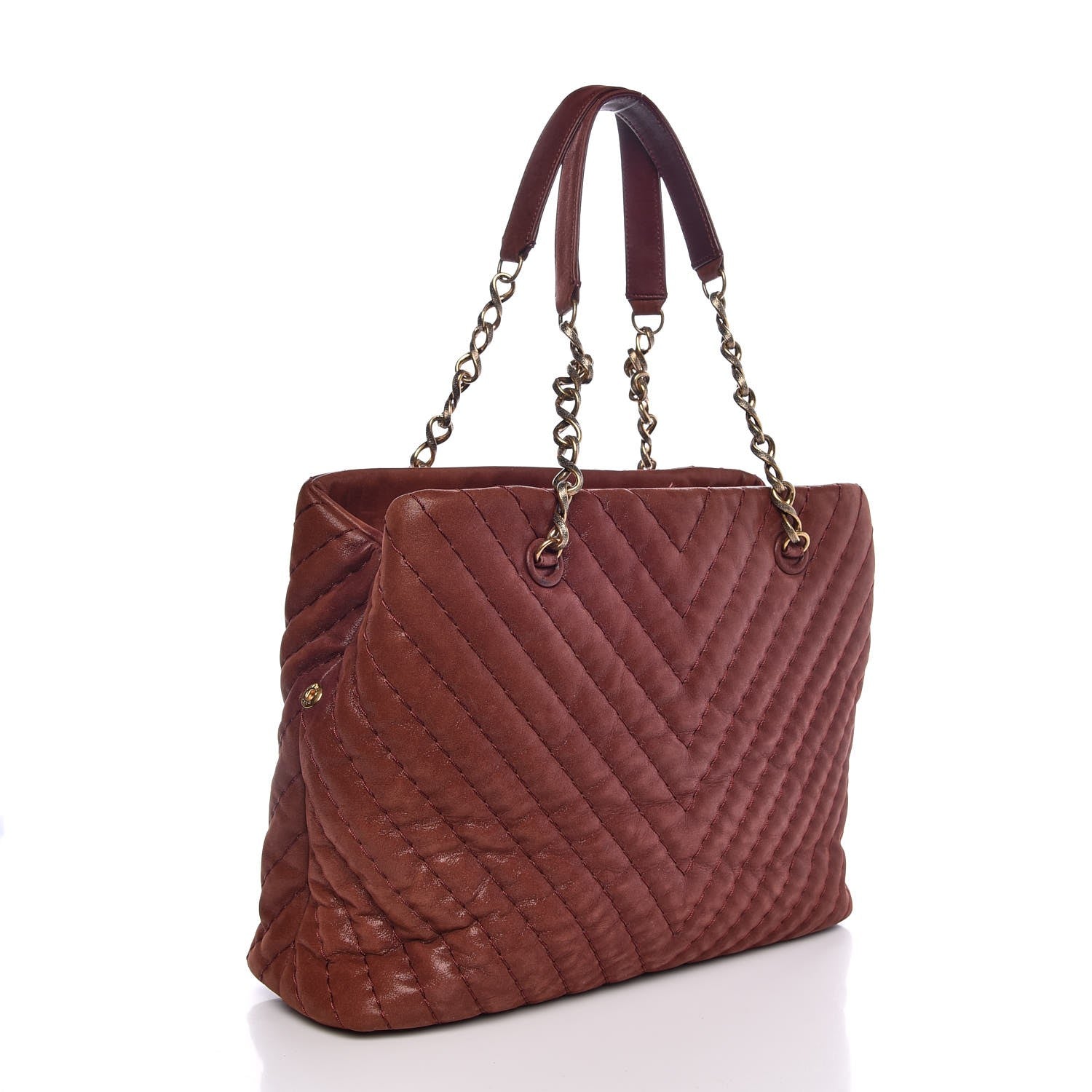 Chanel Iridescent Calfskin Chevron Quilted Surpique Tote Burgundy 14 of 18