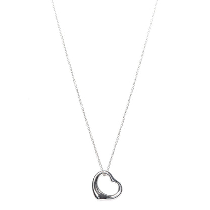 Tiffany Sterling Silver 14mm Elsa Peretti Open Heart Pendant Necklace 1 of 6