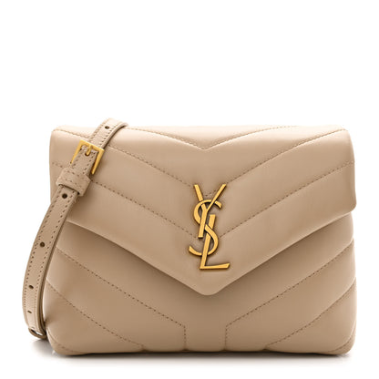 Saint Laurent Calfskin Y Quilted Monogram Toy Loulou Crossbody Bag Dark Beige 1 of 9