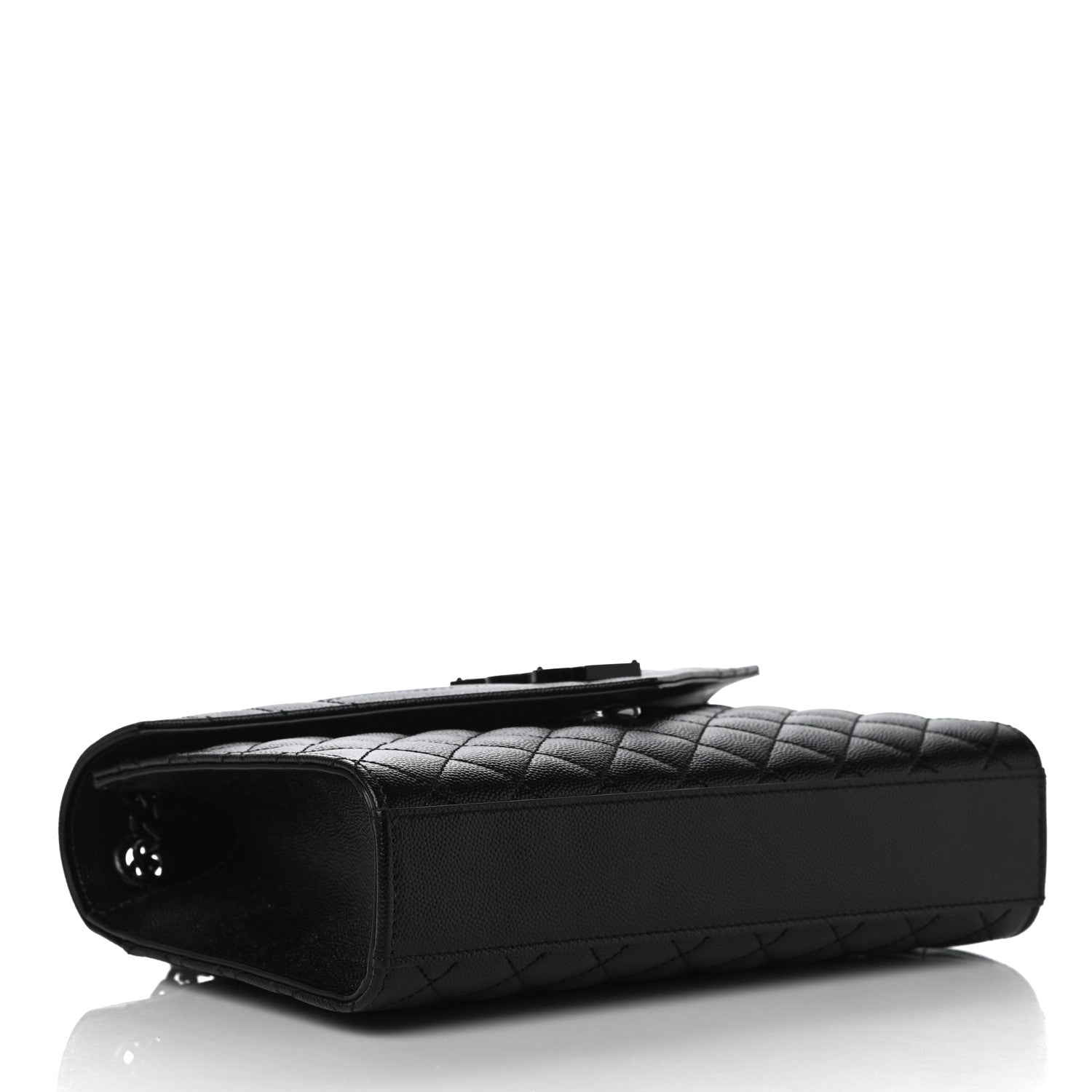 Saint Laurent Grain De Poudre Textured Mixed Matelasse Triquilt Medium Monogram Satchel Black 4 of 10
