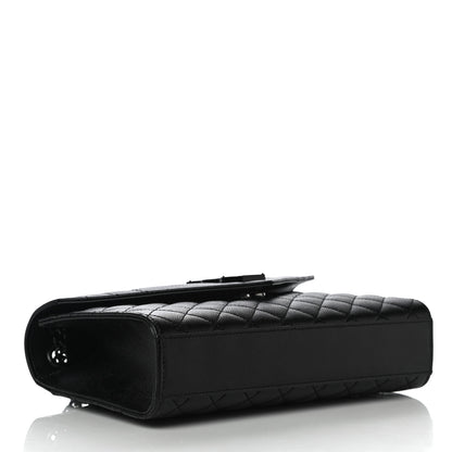 Saint Laurent Grain De Poudre Textured Mixed Matelasse Triquilt Medium Monogram Satchel Black 4 of 10