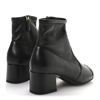Chanel Stretch Lambskin Cap Toe CC Uniform Short Boots 36.5 Black 5 of 9