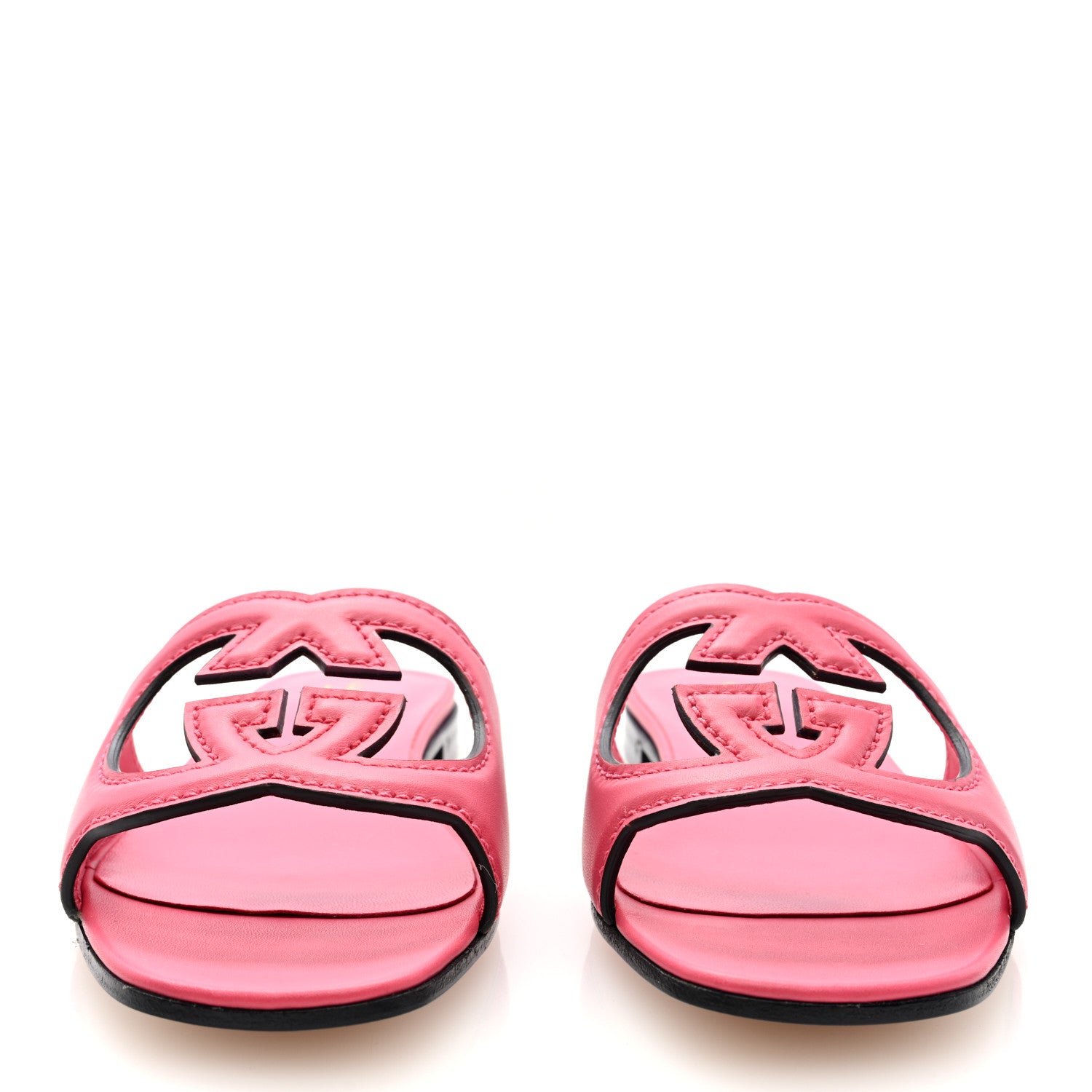 Gucci Cosmos Softy Calfskin Interlocking G Cut Out Slide Sandals 37 Rhodamine Pink 3 of 9