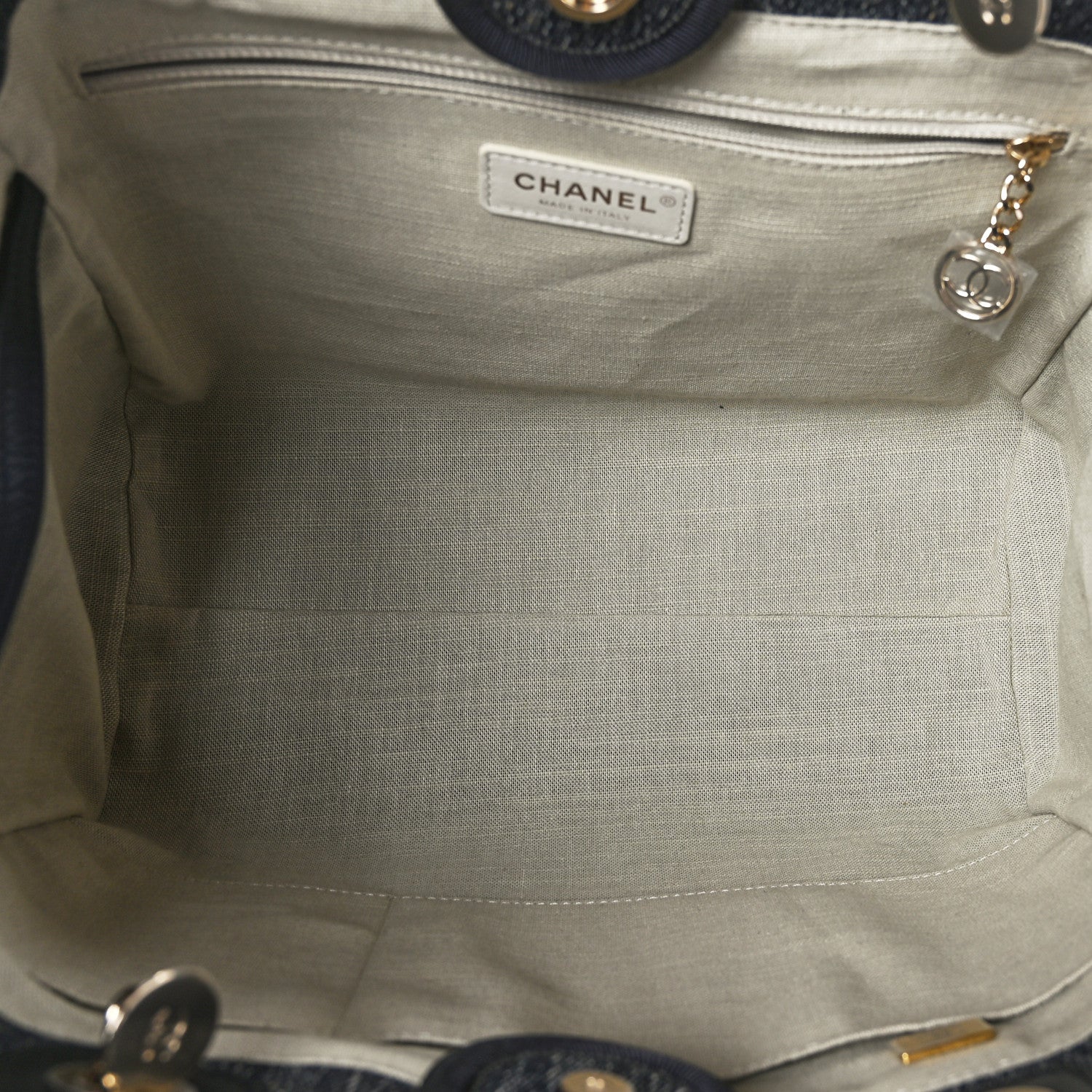 Chanel Denim Small Deauville Tote Dark Blue White 6 of 10