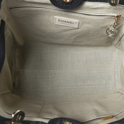 Chanel Denim Small Deauville Tote Dark Blue White 6 of 10