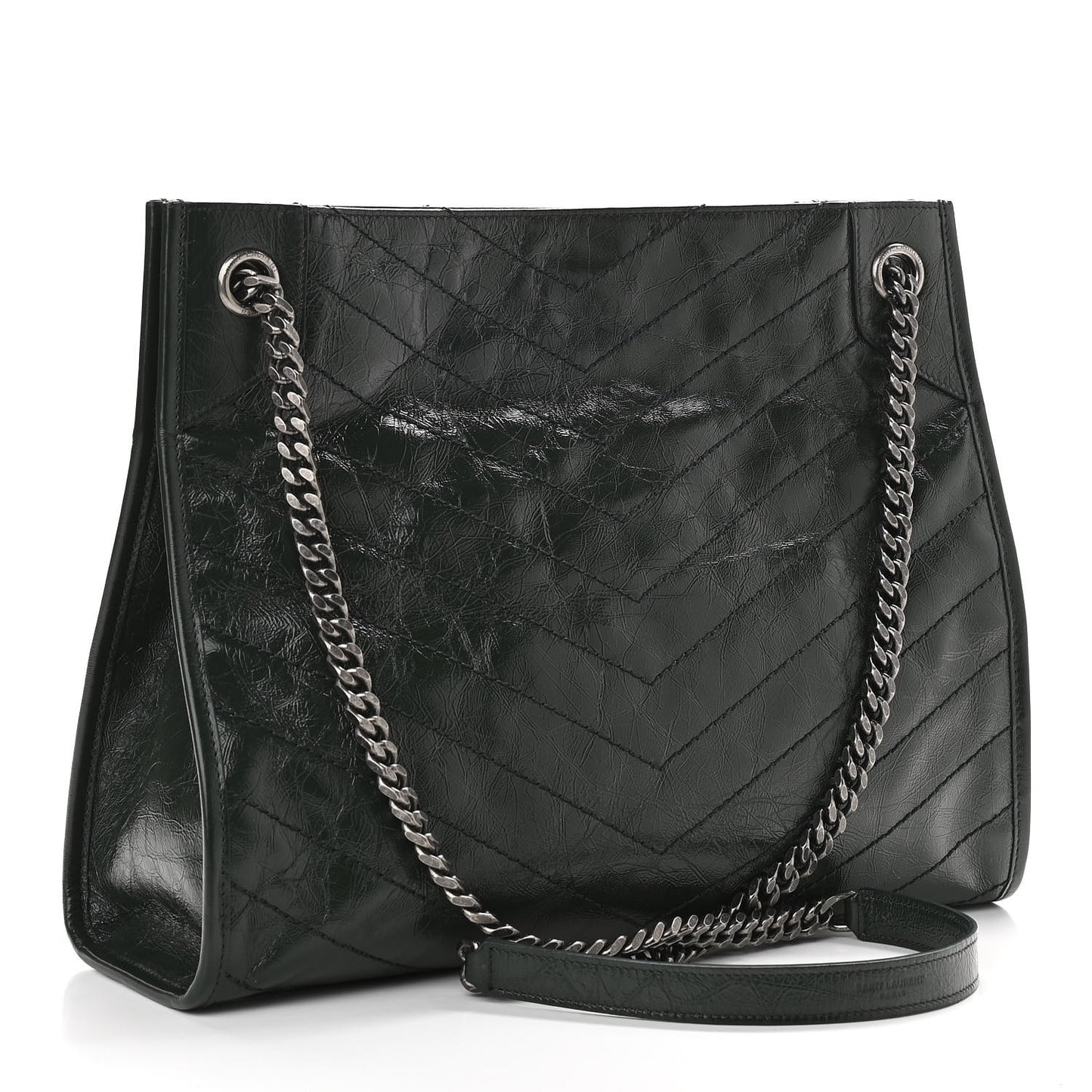 Crinkled Calfskin Matelasse Monogram Medium Niki Shopper Tote New Vert