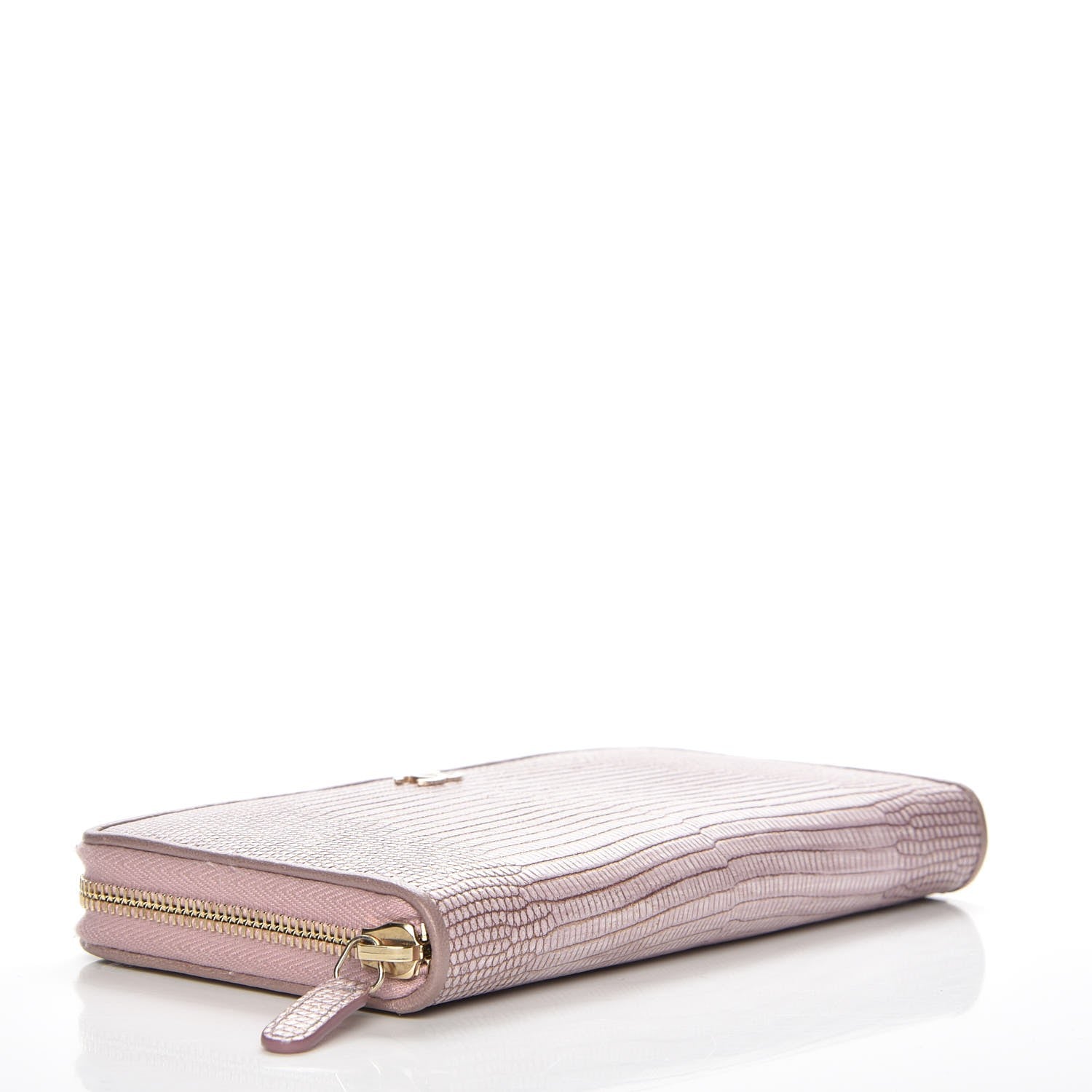 Chanel Metallic Lizard Large Gusset Zip Around Wallet Light Purple 4 of 9