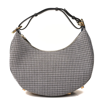 Fendi Wool Vitello Grace Small Houndstooth Small Fendigraphy Hobo Bag Grigio Anthracite 1 of 10