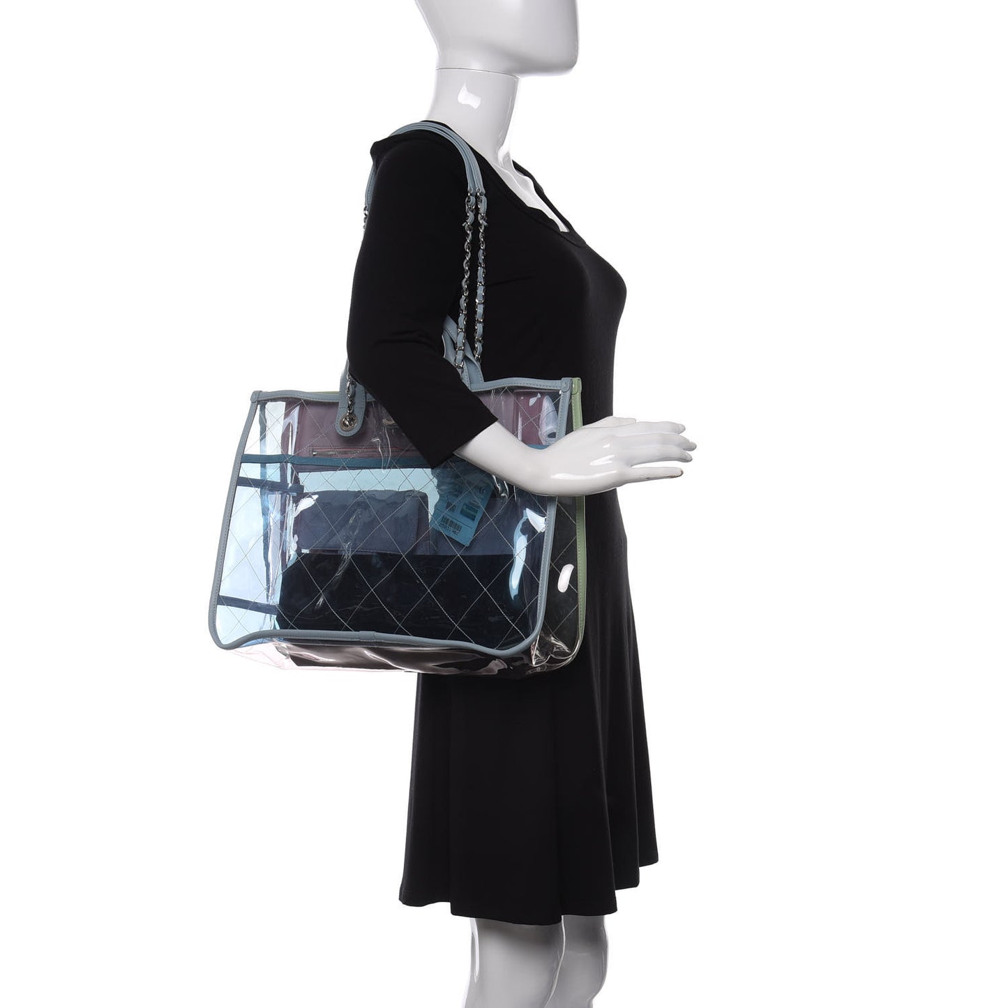 Lambskin PVC Quilted Medium Coco Splash Shopping Bag Blue Green Pink