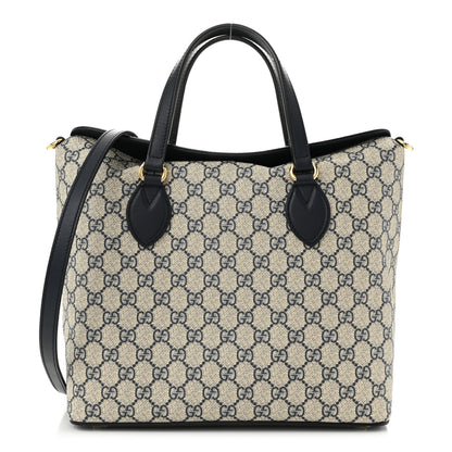 Gucci GG Supreme Monogram Linea A Foldover Tote Beige Blue 1 of 12