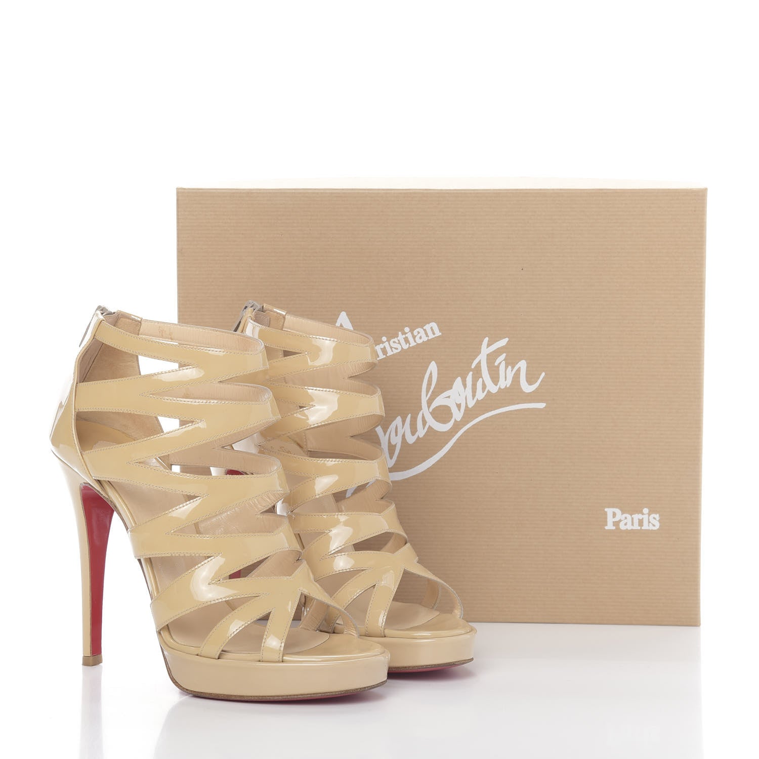 Christian Louboutin Patent Fernando 120 Sandals 38 Nude 8 of 8