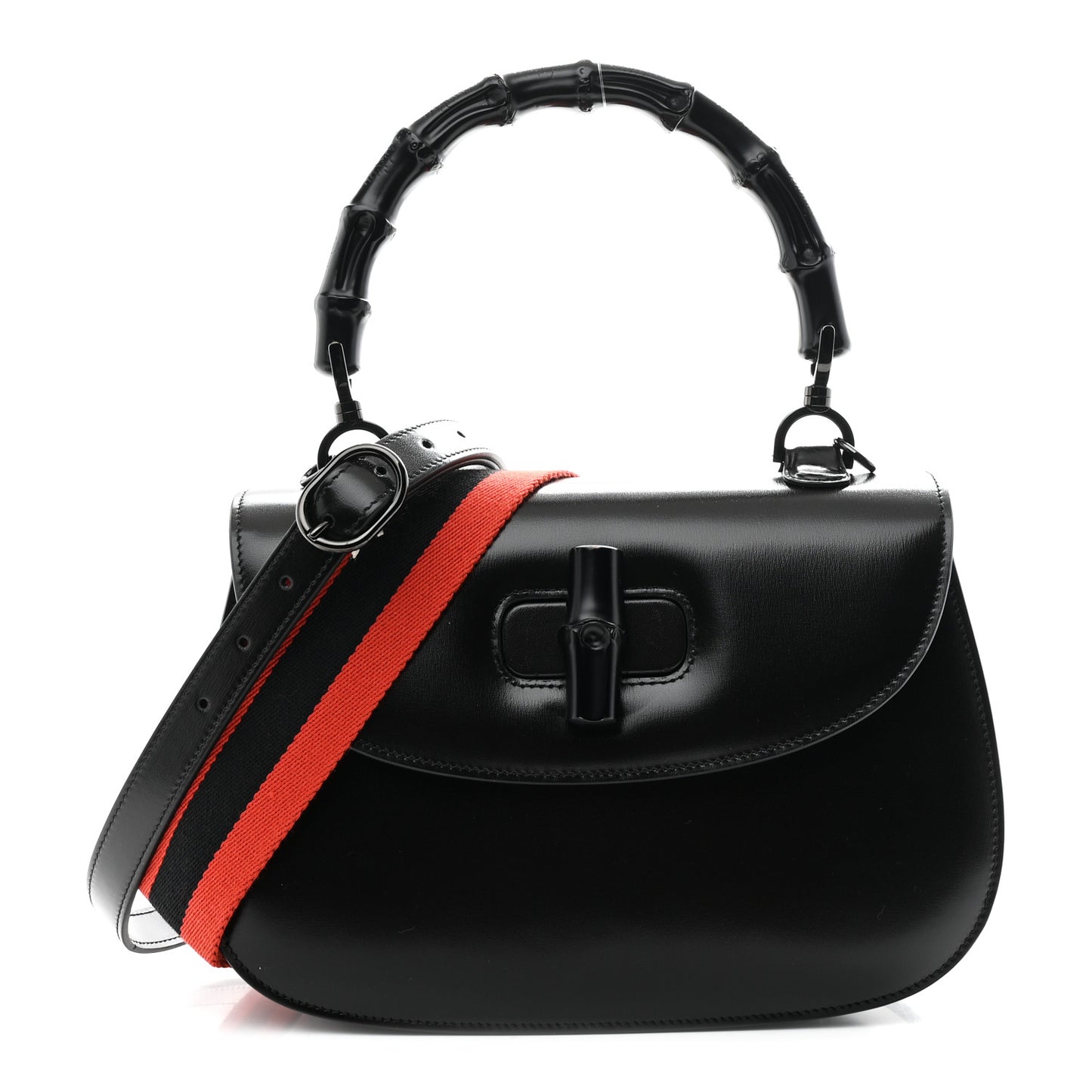 Boarded Dyana Lux Calfskin Web Monochrome Medium Bamboo 1947 Top Handle Bag Black