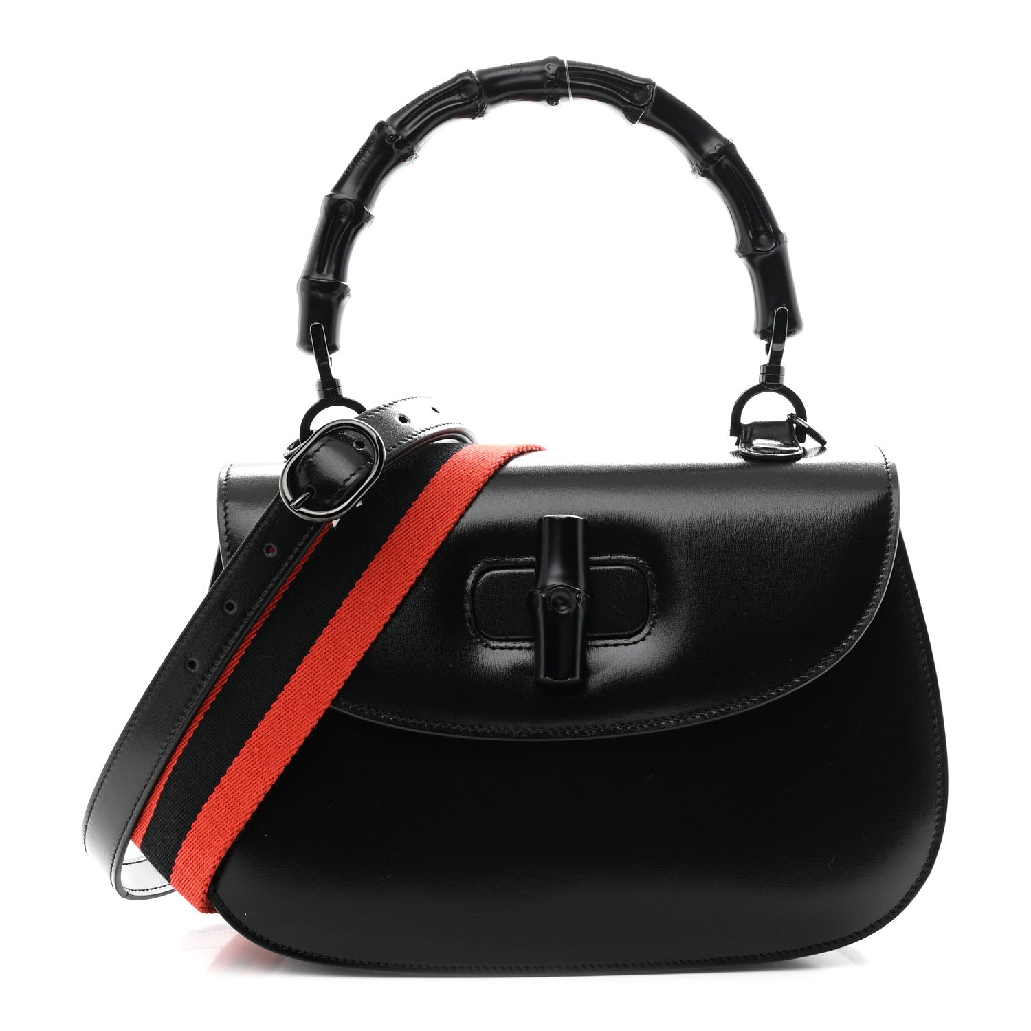 Gucci Boarded Dyana Lux Calfskin Web Monochrome Medium Bamboo 1947 Top Handle Bag Black 1 of 10