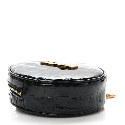 Saint Laurent Patent Crocodile Embossed Round Belt Bag Black 4 of 8