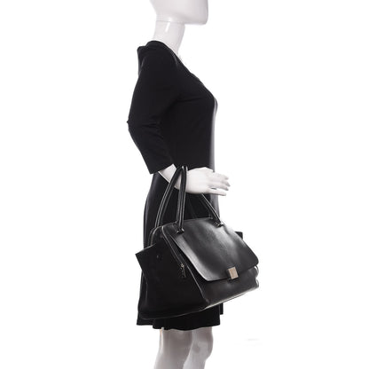 Celine Drummed Calfskin Suede Double Zip Trapeze Black 2 of 9