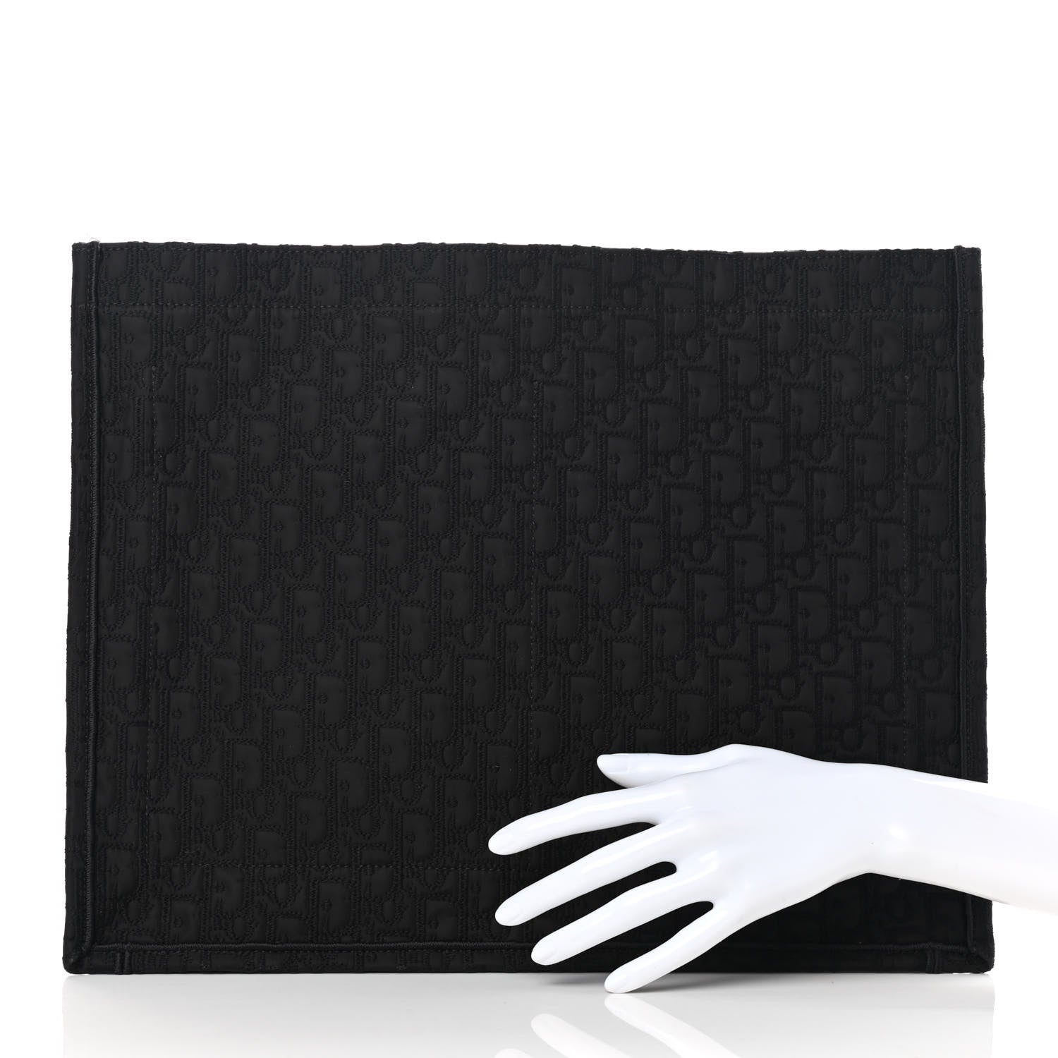 Christian Dior Canvas Satin Embroidered Book Tote Insert Black 2 of 10