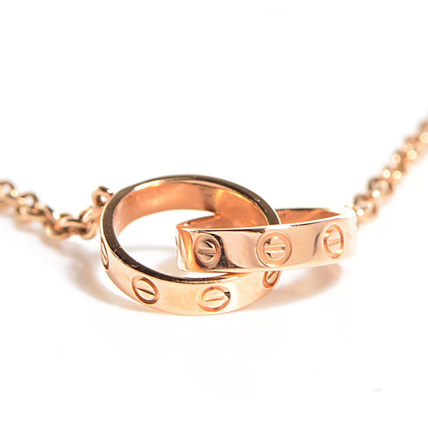 Cartier 18K Pink Gold Interlocking LOVE Necklace 3 of 7