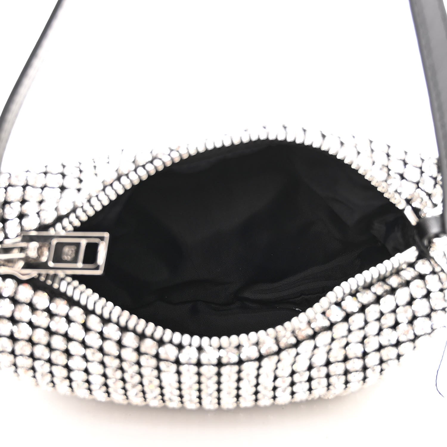 Alexander Wang Mesh Crystal Rhinestone Mini Heiress Pouch Black Silver 5 of 9