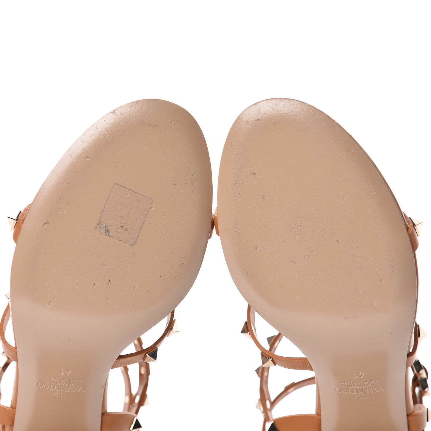 Calfskin Rockstud 60mm City Sandals 41 Light Cuir