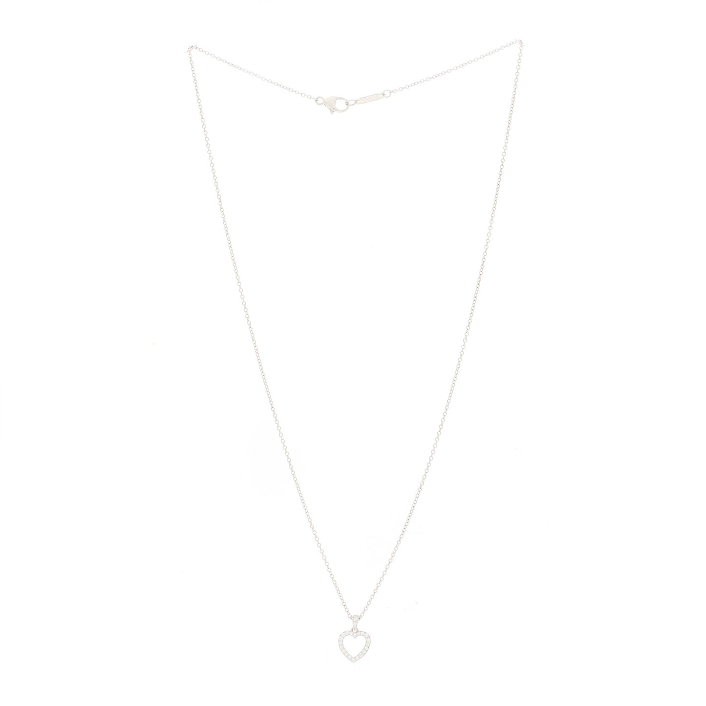 Platinum Diamond Heart Drop Pendant Necklace