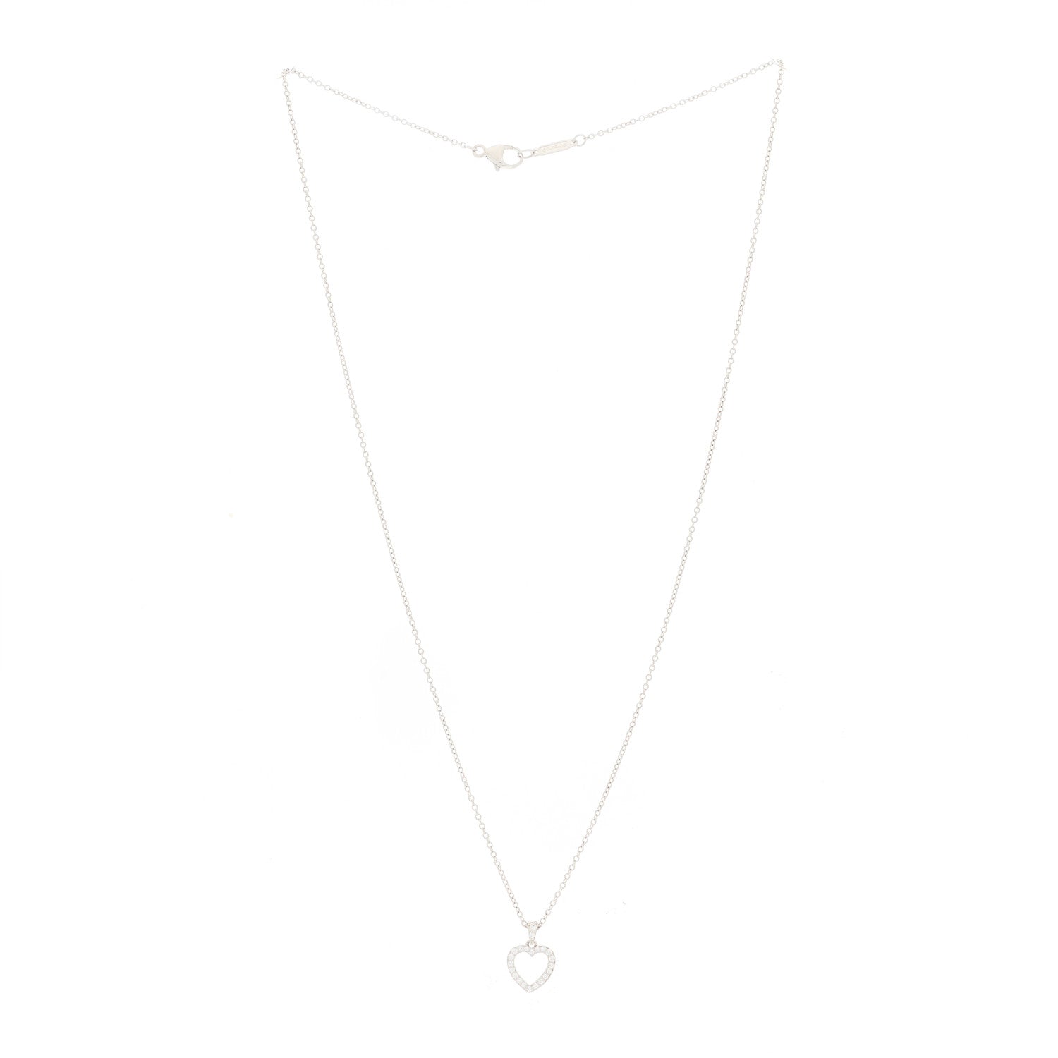Tiffany Platinum Diamond Heart Drop Pendant Necklace 2 of 4