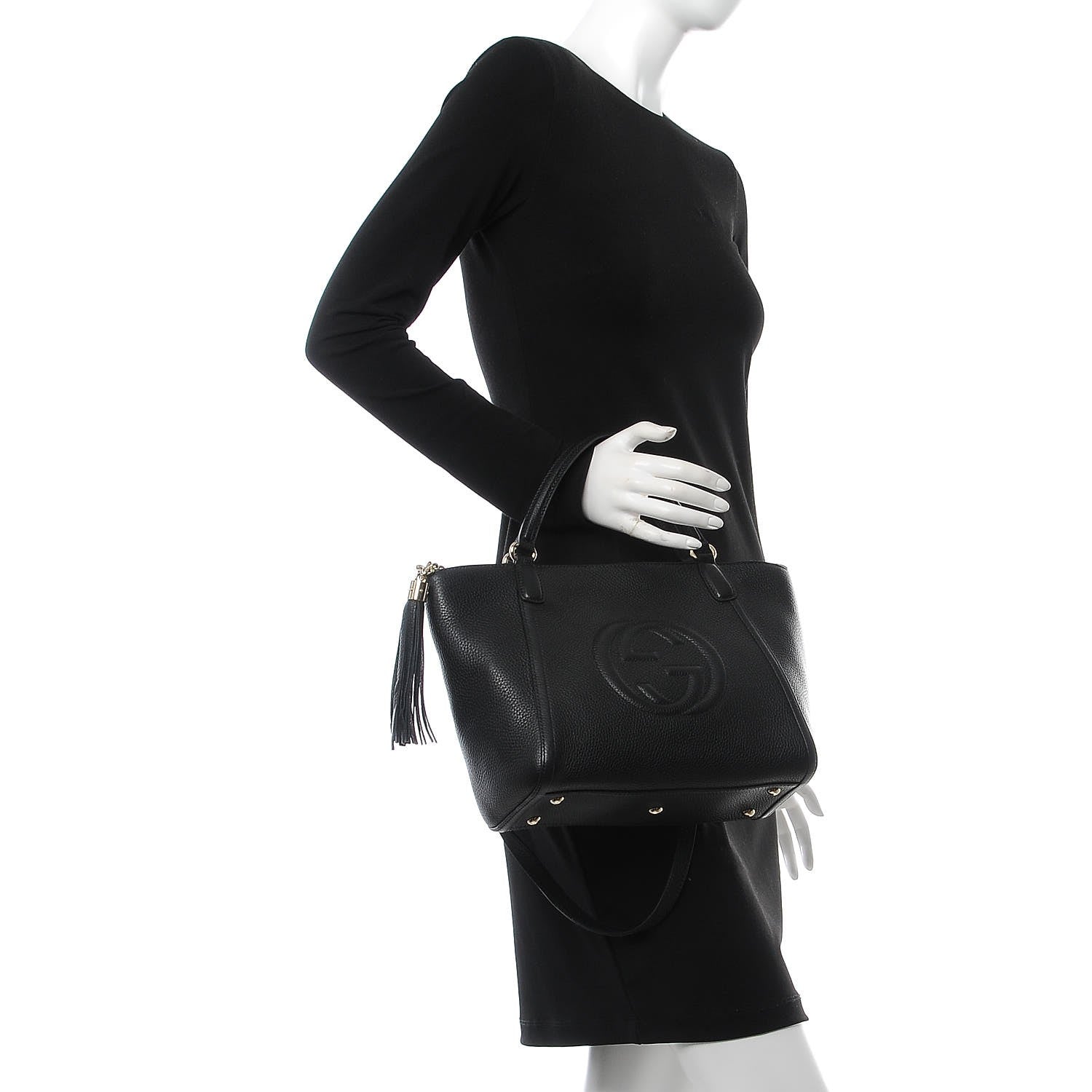 Gucci Pebbled Calfskin Small Soho Top Handle Bag Black 3 of 9