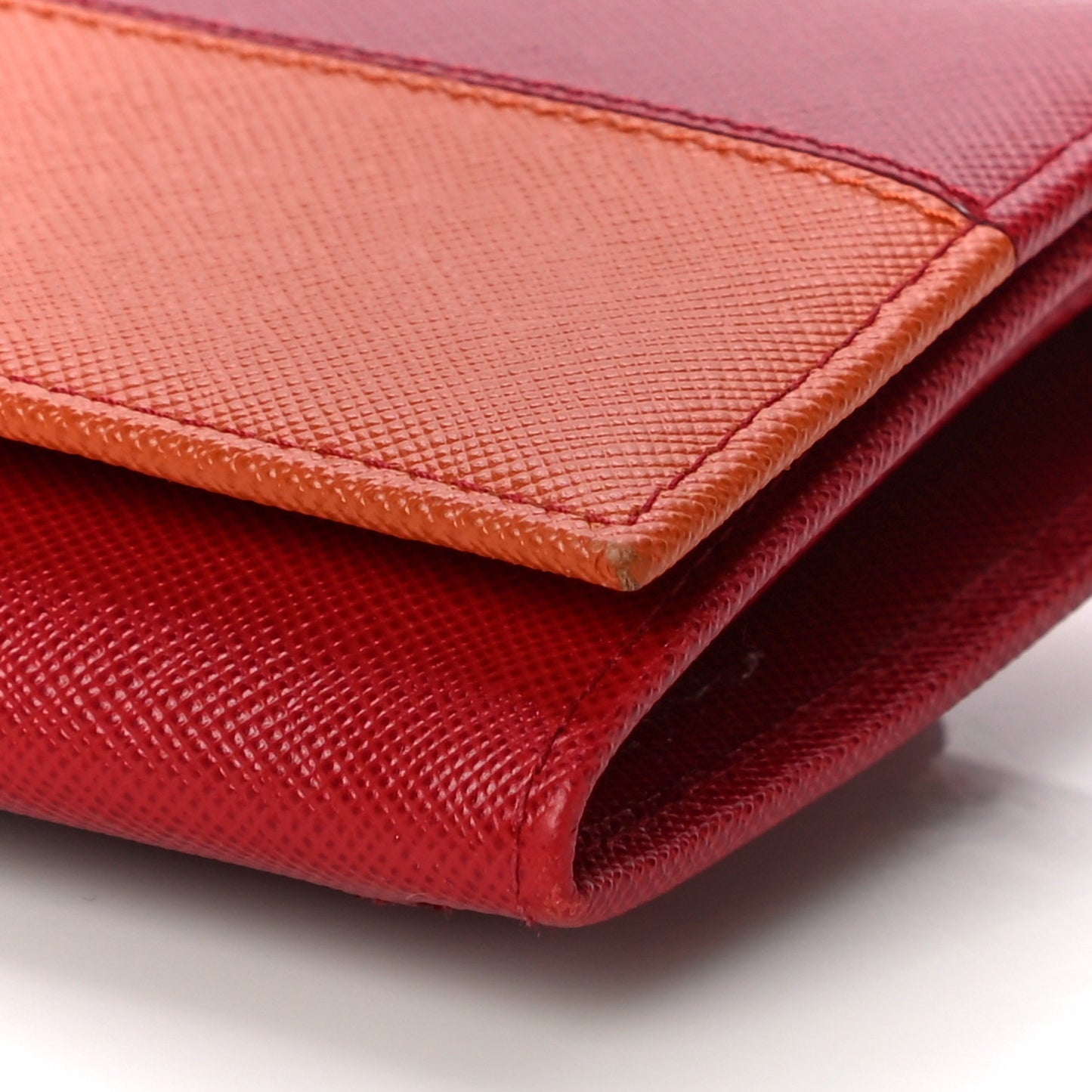 Saffiano Bi-Color Metal Continental Flap Wallet Fuoco Papaya