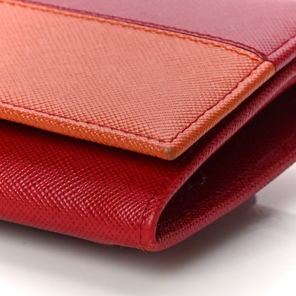 Prada Saffiano Bi-Color Metal Continental Flap Wallet Fuoco Papaya 9 of 17