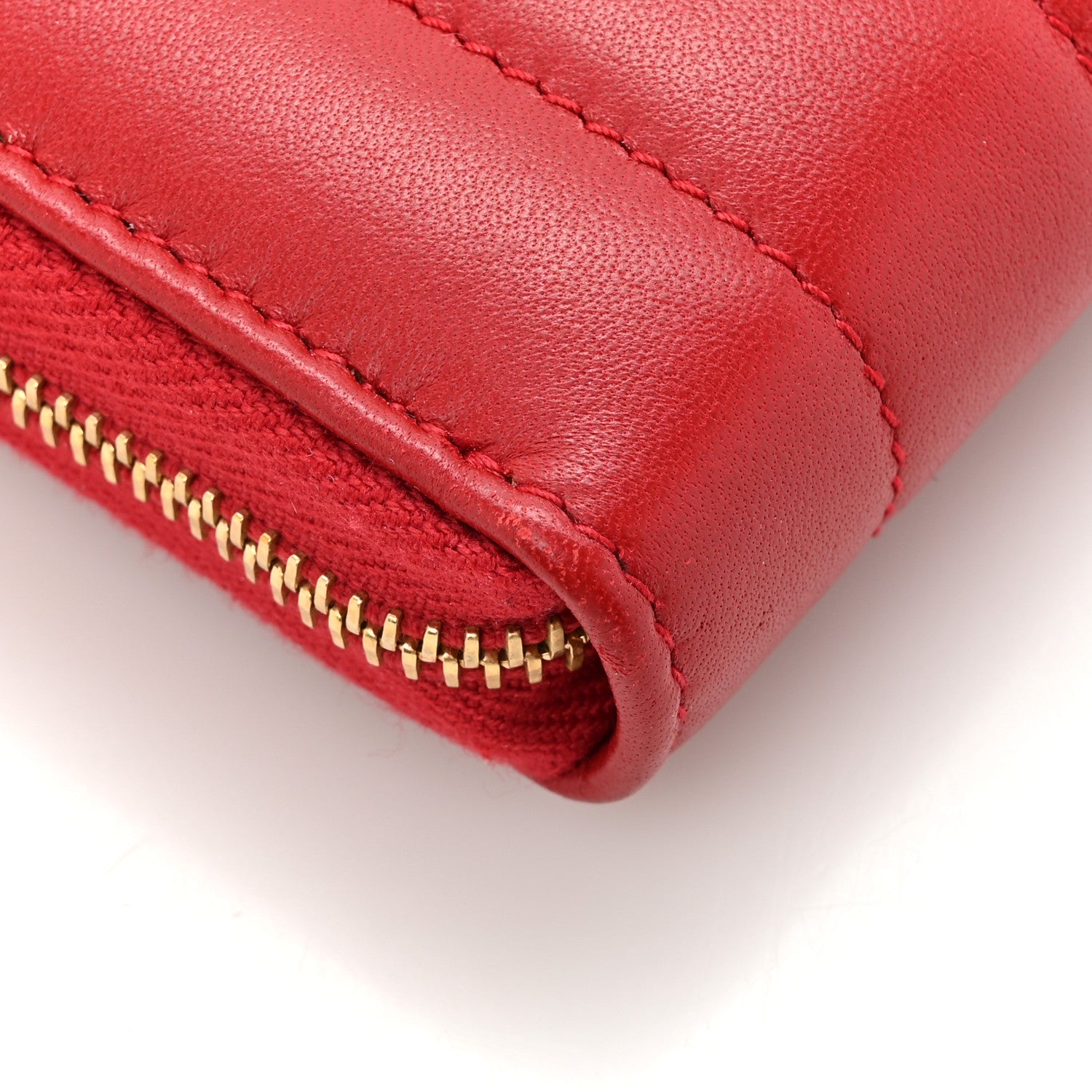 Saint Laurent Lambskin Matelasse Monogram Vicky Zip Around Wallet Rouge Eros Rouge Eros 9 of 9