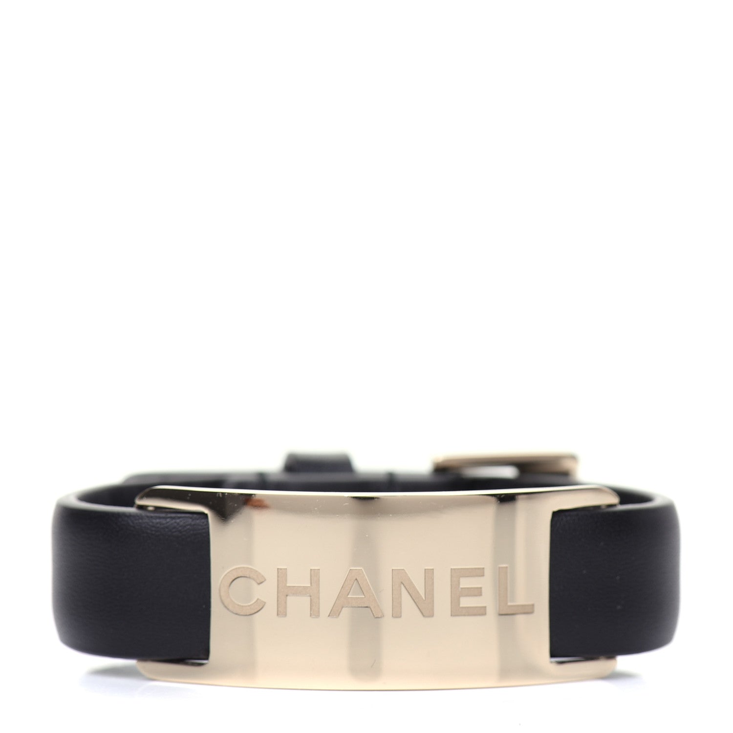 Chanel Calfskin Logo Buckle Bracelet Black 1 of 5