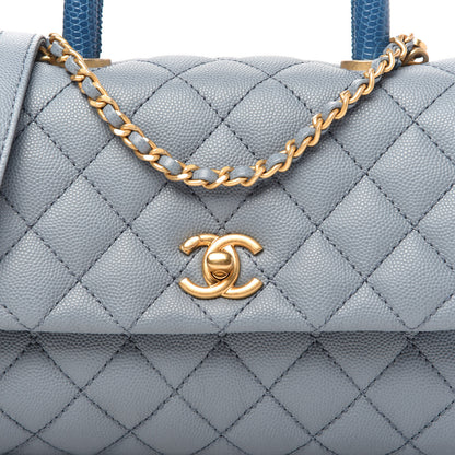Chanel Caviar Lizard Quilted Mini Coco Handle Flap Light Blue 10 of 11
