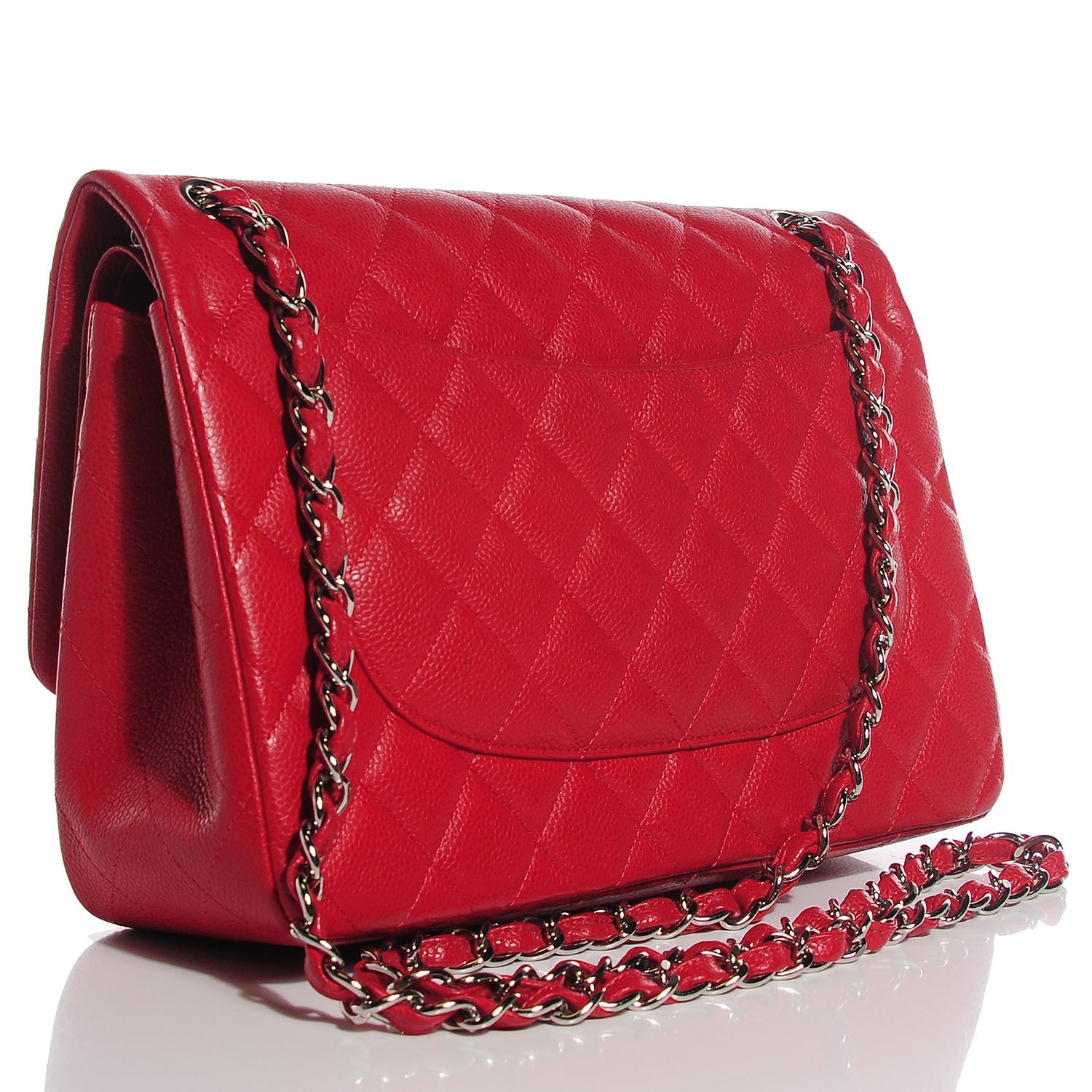Chanel Caviar Quilted Jumbo Double Flap Red 3 of 9