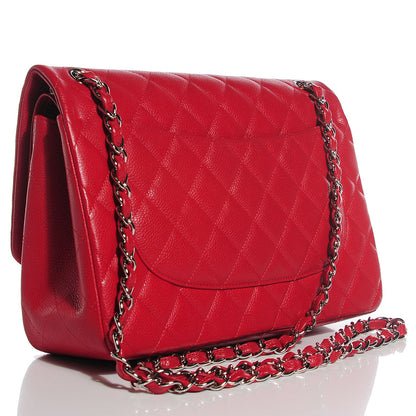 Chanel Caviar Quilted Jumbo Double Flap Red 3 of 9
