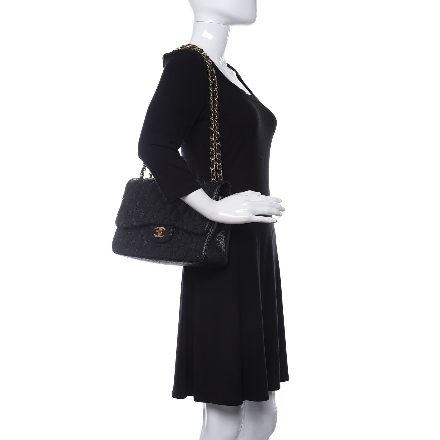 Chanel Caviar Quilted Jumbo Double Flap Black 2 of 11