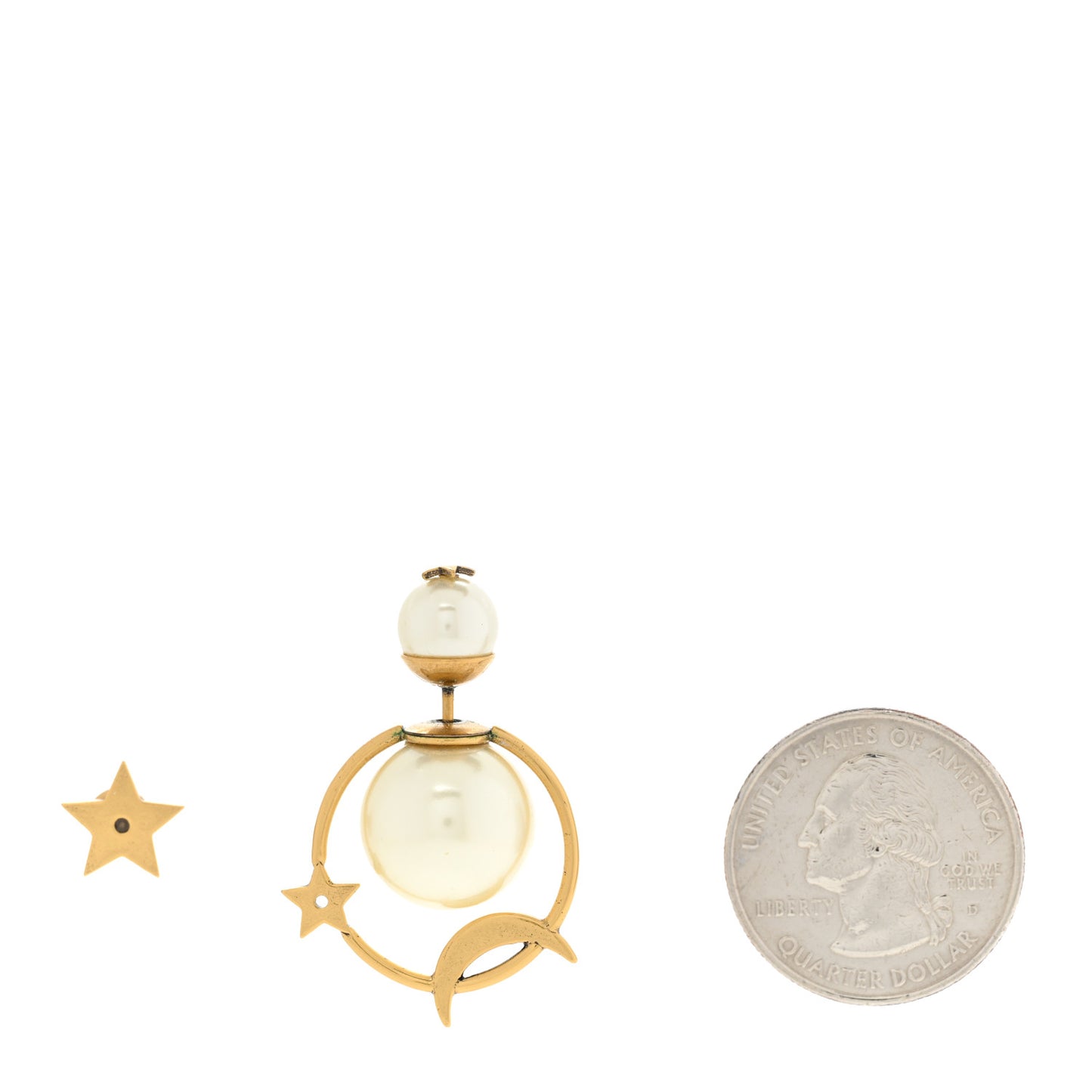 Pearl Moon and Star Tribal Hoop Earrings Gold