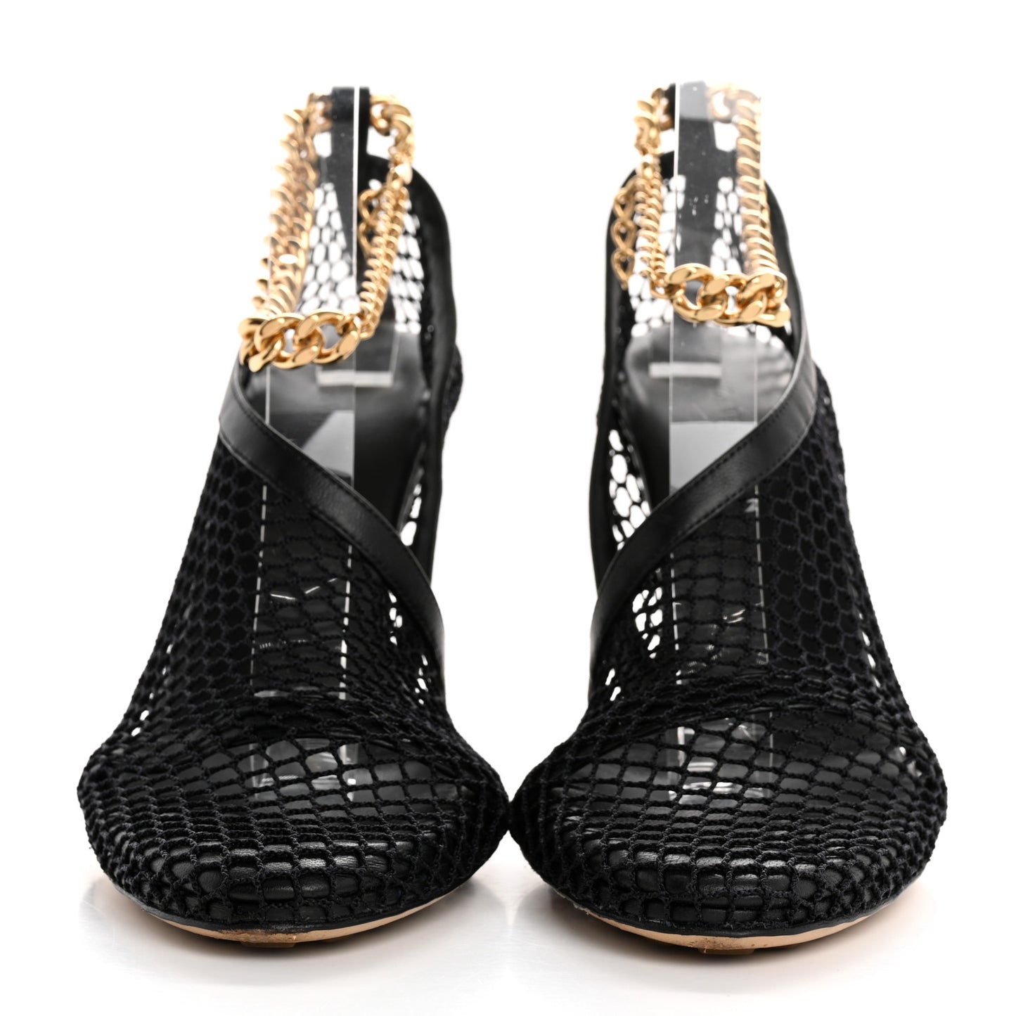 Mesh Nappa Chunky Chain Sandals 39.5 Black