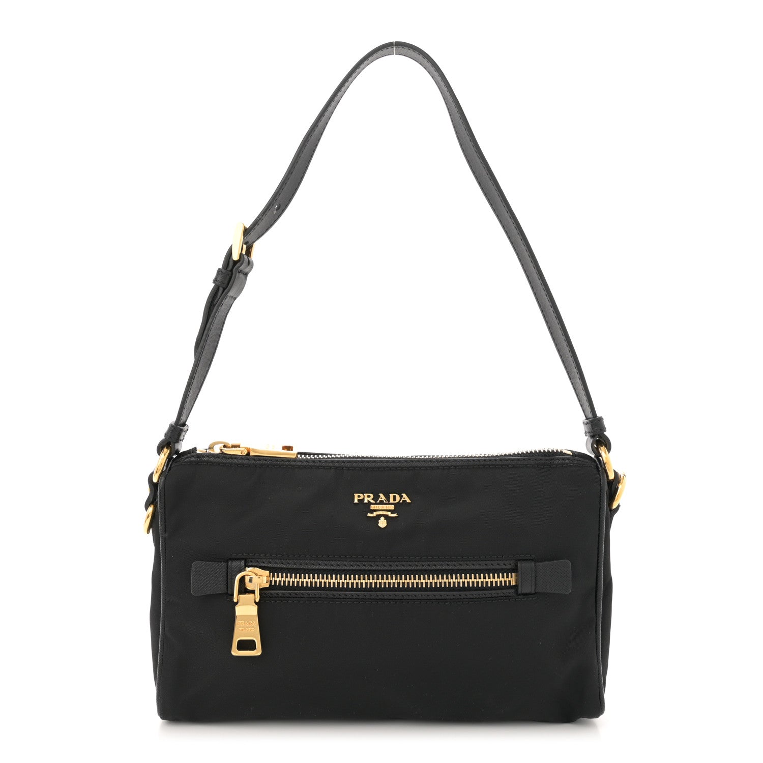 Prada Tessuto Nylon Saffiano Shoulder Bag Black 1 of 10