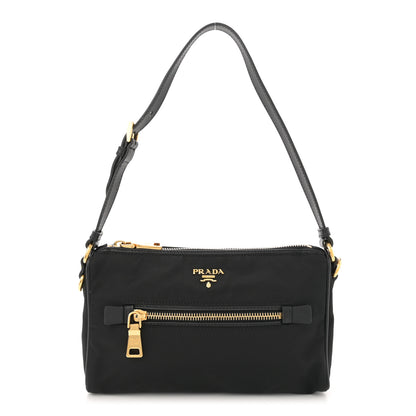 Prada Tessuto Nylon Saffiano Shoulder Bag Black 1 of 10