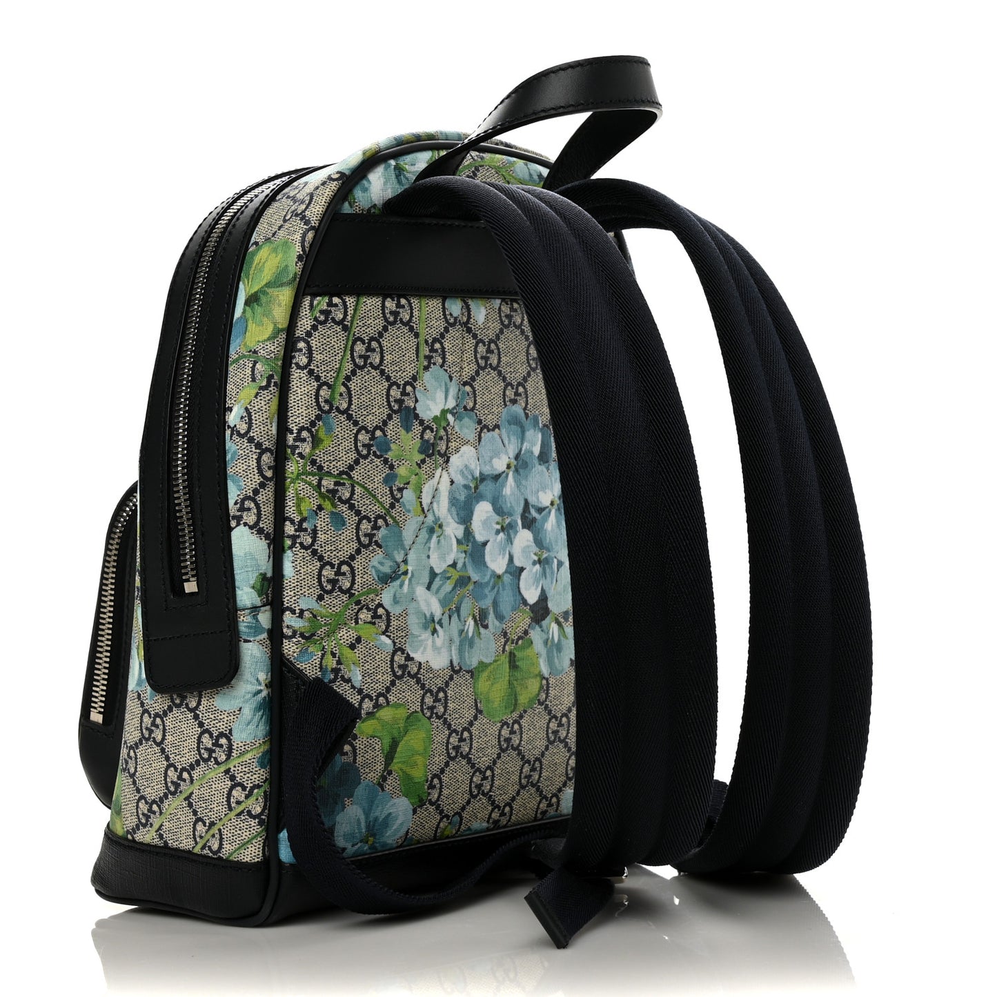 GG Supreme Monogram Blooms Small Day Backpack Blue