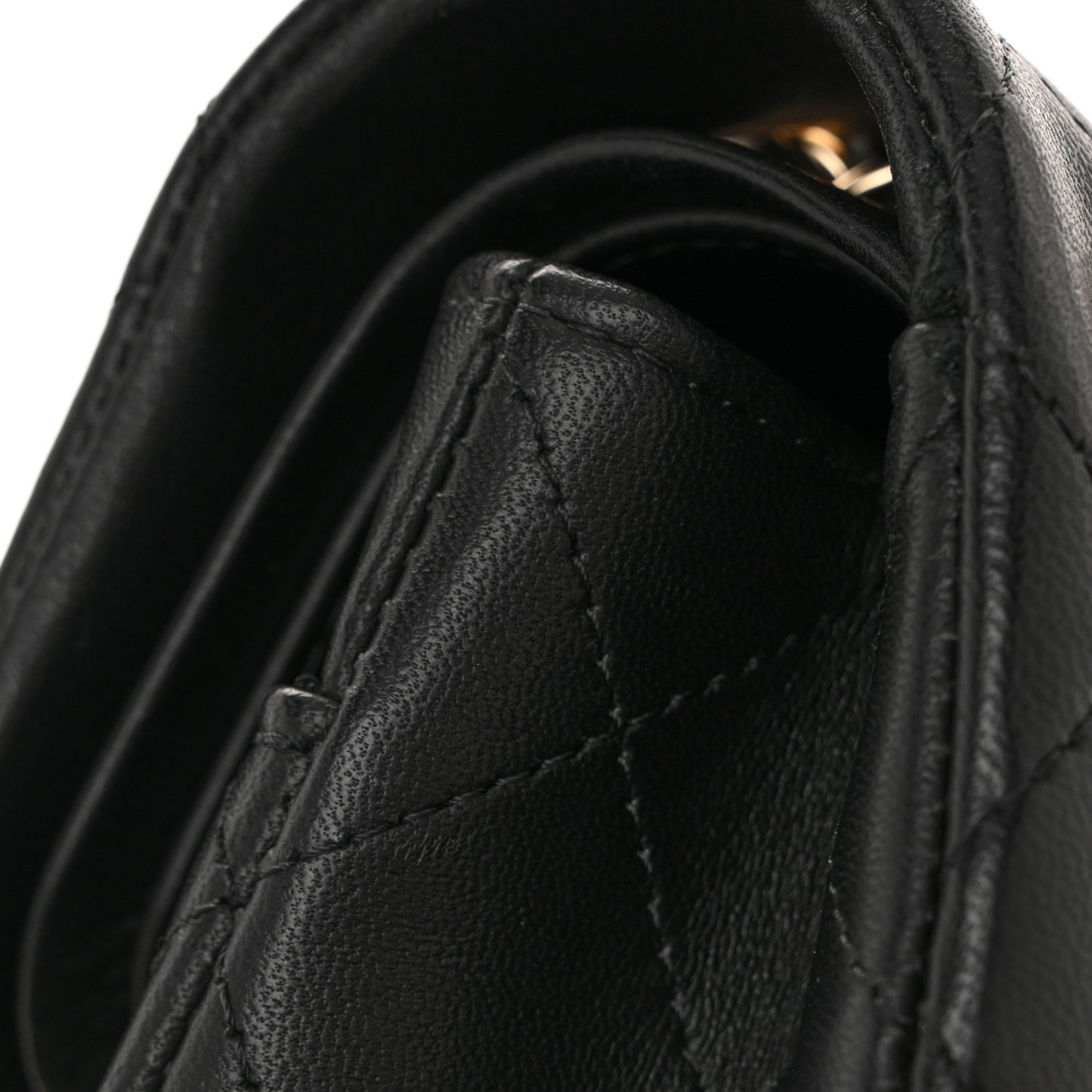 Lambskin Quilted Medium Double Flap Black White